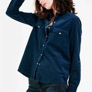 80s Vintage Calvin Klein Corduroy Button Down Shirt Women’s M Western Academia